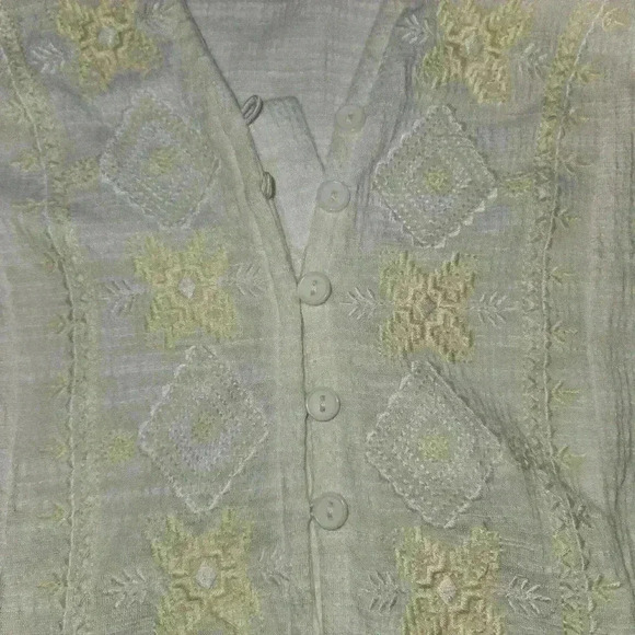 Cable & Gauge Womens Loose Fit Boho Embroidered Tank Top Size XL White - Picture 4 of 10